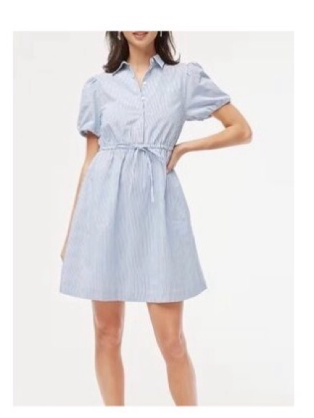 J. Crew Blue and White Vertical Stripe Button-Up Dress